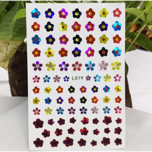 3D Nail Sticker Waterproof Shining Decals Stickers for Nails Artificial Flowers Petal Nail Art Decoration Aurora Silver Design