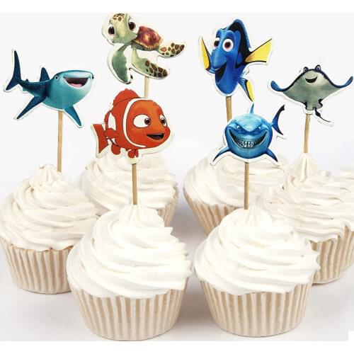 720pcs 6 Designs Finding Nemo Fishs Theme Cupcake Topper Picks Cartoon Theme Birthday Party Decorations Kids Evnent Party Favors