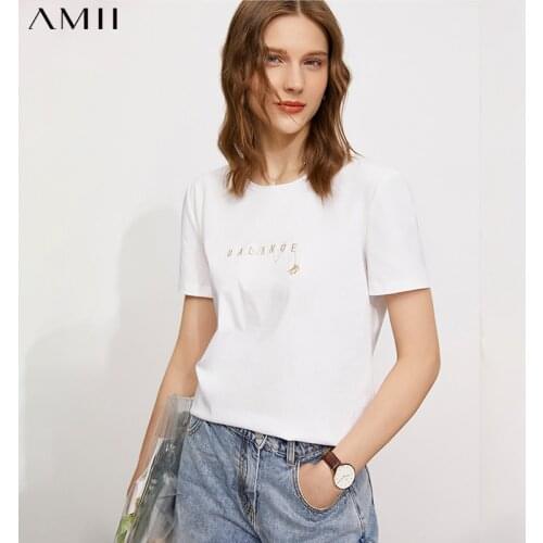 Женские хлопковые футболки Amii China At AliExpress