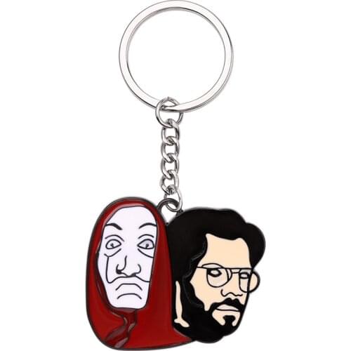 La Casa De Papel Keychain The House of Paper Money Crime Drama TV Keychain Enamel Metal Horror Jewelry For Men Women Accessories