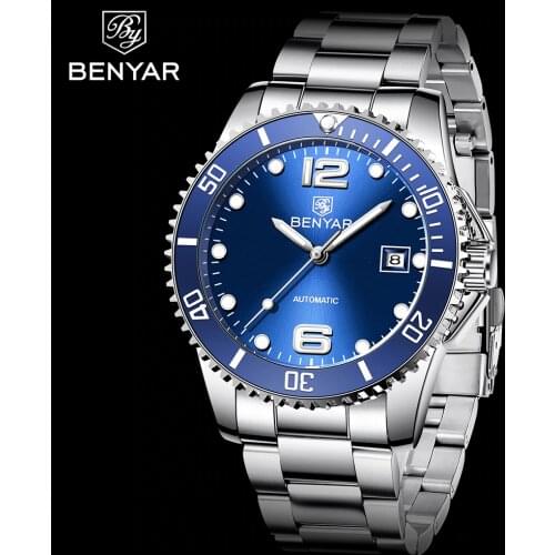 2021 BENYAR Top Brand Men Mechanical Watch Automatic Fashion Luxury Stainless Steel Male Clock