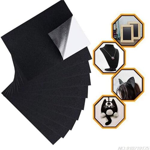 Black Felt Fabric Adhesive Sheets (10 Count) Multipurpose Velvet Sheet with Sticky Glue Back D18 20 Dropshipping