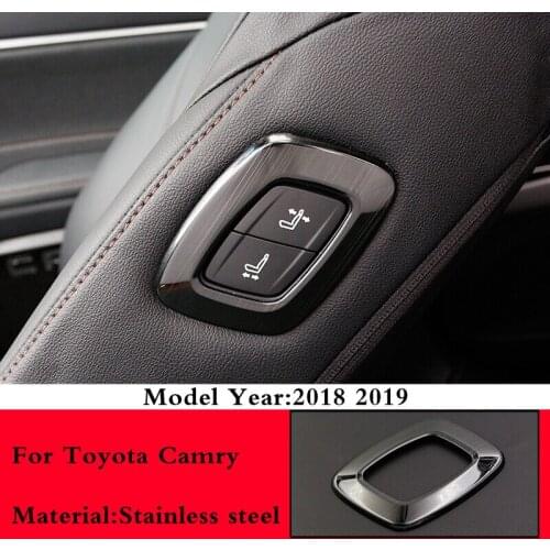 For Toyota Camry 2018 2019 Copilot Seat Adjustment Switch Button Panel Cover Trim Stainless Steel Decoration Sticker Accessories