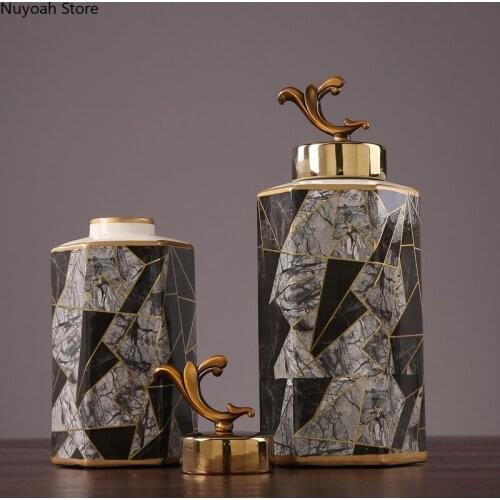 European Classical Marble Pattern Vase Storage Jar Living Room Decoration Accessories Home Dried Flower Flower Arrangement