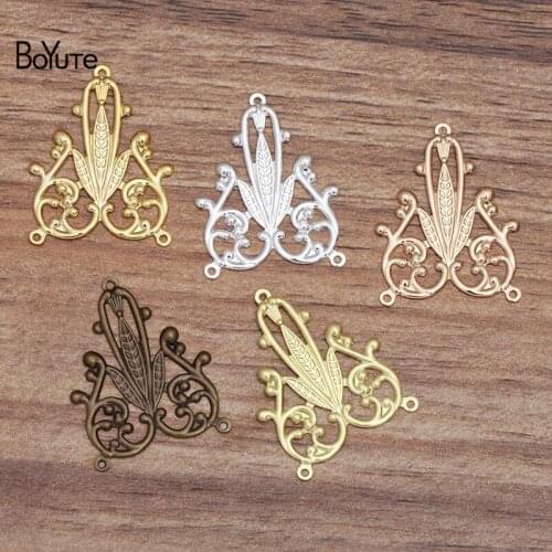 BoYuTe 100 Pcs 22*24MM Filigree Flower Charms Wholesale Brass Material Vintage Style DIY Jewelry Charms