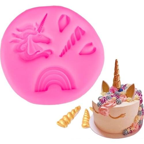 Unicorn Shape 3D fondant cake silicone mold for polymer clay molds kitchen chocolate pastry candy making decoration tools F1145
