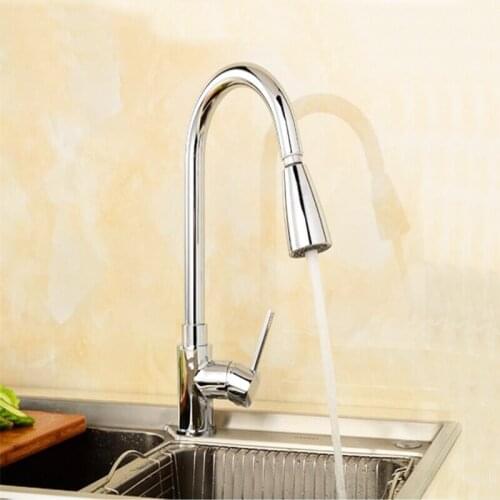 Chrome and Nickel Colors Brass Material Hot & Cold Water Pull Out Sink Faucet