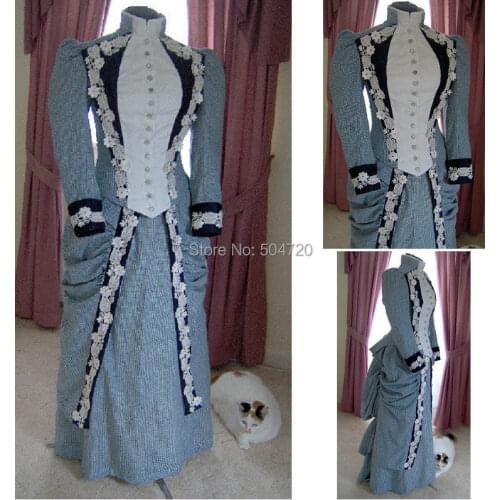 Historical!R-158 19 century Vintage costume 1860S Victorian Lolita/Civil War Southern Belle Ball Halloween dresses All size