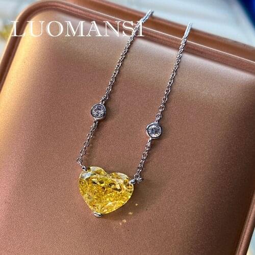 Luomansi Love Necklace Sterling Silver 925 High Carbon Diamond Pearl Chain High-End Wedding Engagement Jewelry