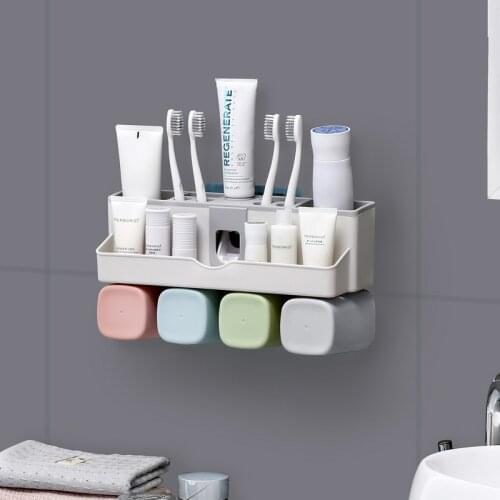 Magnetic Adsorption Inverted Toothbrush Holder Automatic Toothpaste Squeezer Dispenser Storage Rack Bathroom Accessories Home