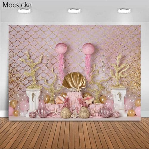 Mocsicka Baby Shower Background Sea World Pearl Shell Decoration Style Child Portrait Photo Background Photography Studio