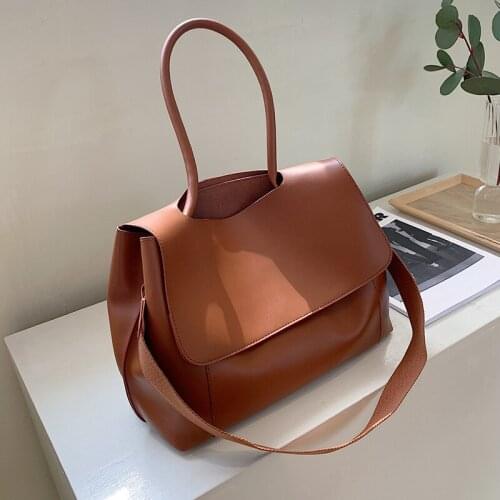 Fashion Women Shoulder Bag PU Leather Tote Handbag Large Capacity Winter Bags for Women Wide Strap Shoulder Hand Bag Purse