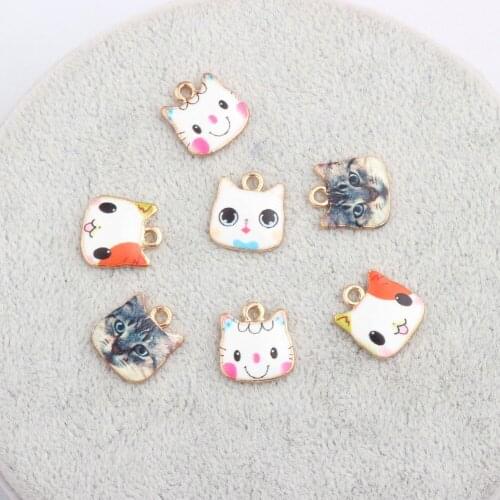 Fashion Cat Enamel Charms Gift Cat Avatar Alloy Charms Pendants for Bracelet Necklace Jewelry Accessories DIY Craft