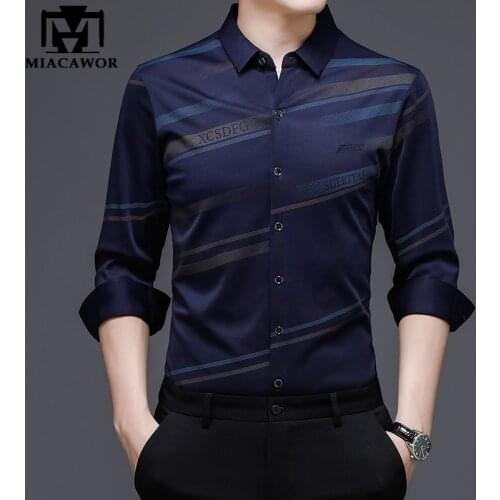 2021 New Dress Shirts Men Slim Fit Luxury Print Spring Long Sleeve Casual Shirts Camisa Masculina Men Clothes C795