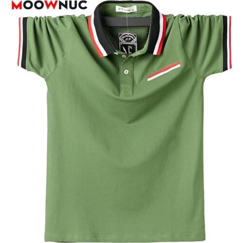Polo Male 2021 Summer Fashion High-Quality Short Sleeve Polo Shirt Men Striped Business Casual Youth Hombre Cotton MOOWNUC 6XL