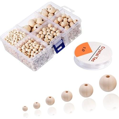 Wooden Bead Set 1105pcs/Set Unfinished Wooden Beads Natural Wood Teething Bead Jewelry Making Handmade For DIY Jewelry