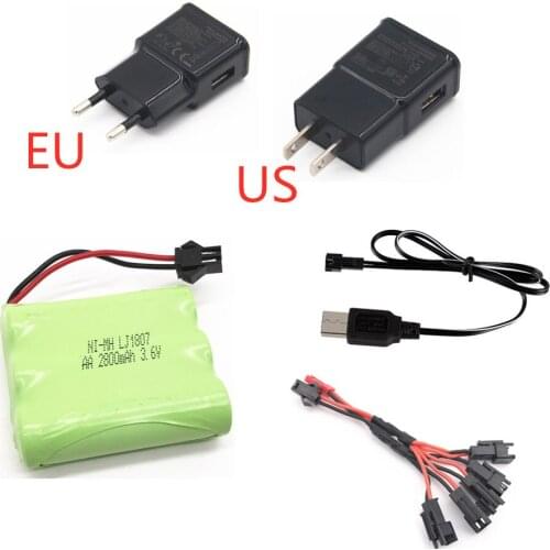 3.6v 2800mah nimh Battery + 3.6v USB Charger For Rc toys Car Boat Gun Tank Train Robot AA 3.6v Rechargeable Battery Pack