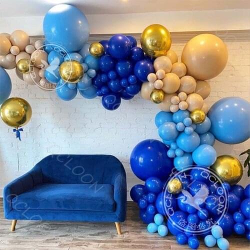 Low Price 110pcs/lot Navy Blue Light Blue Skin Metallic Gold Balloon Arch Kit Wedding Birthday Party Garland Decor New Product