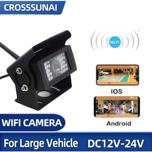 Night Vision Car WIFI Rear View Reverse Camera 12V-24V Truck Bus Forklift Excavator RV Camper Wireless Camera For IOS/Android