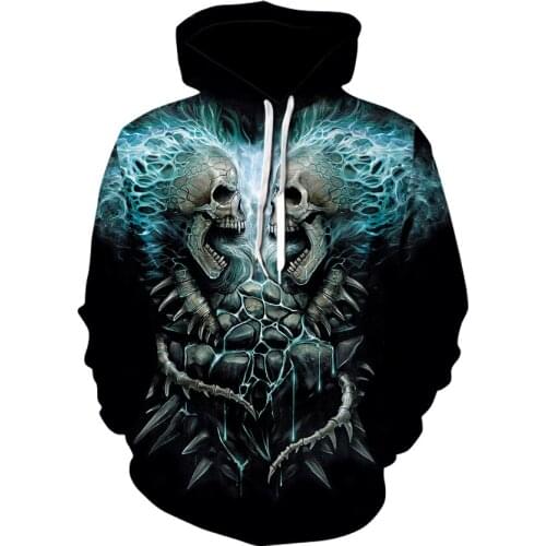 2021 new 3D printed skull sweatshirt men and women fashionable hoodies autumn and winter Harajuku streetwear clothes