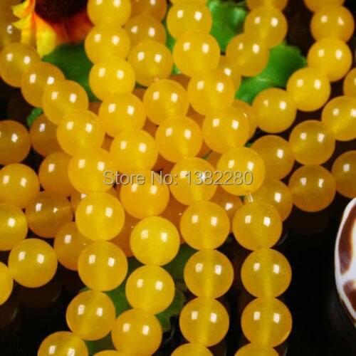 !Wholesale 8mm South America Yellow chalcedony chalcedony Loose Beads 15'' 5 pcs/lot Fashion jewelry JT5837