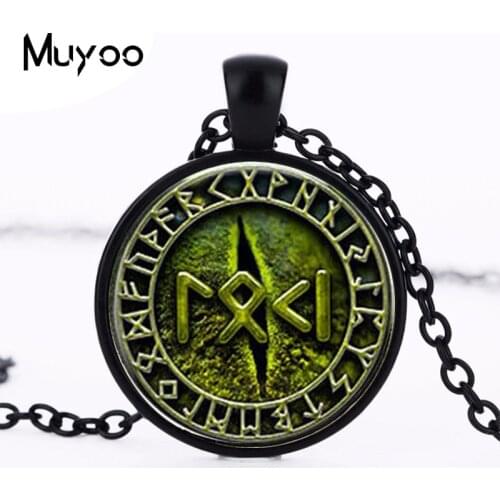 Snake Eye Petite Written in Rune jewelry Glass Cabochon Necklace HZ1