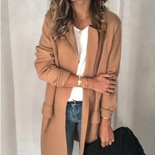 Popular Autumn New Solid Color Long Sleeve Fake Pocket Casual Suit Coat for Women