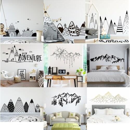 Nordic Style Mountain Range Carved Wall Sticker for Living Room Bedroom Sofa Background Decoration Art Decals Door Decor