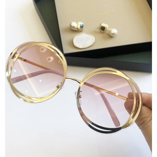 New Flower Round Sunglasses Women Bi Frame Fashion Personalized Trend Eyeglasses Men Metal Frame Driving Fishing Glasses UV400