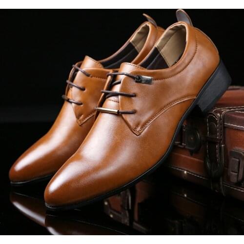 2019 Fashion Business Men Dress Shoes Genuine Leather Pointed Toe Slip on Flats Loafers Formal Office Shoes Men Leather Oxfords