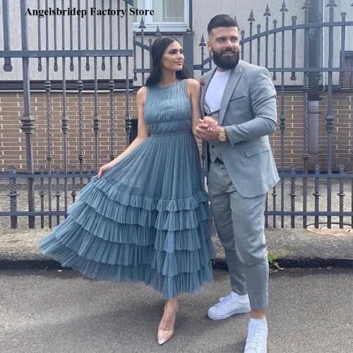 Black A-Line Tulle Short Prom Dresses 2020 New Elegant Women Party Night Vestidos Fiesta V-Neck Back Lace-up Robe Evening Dress