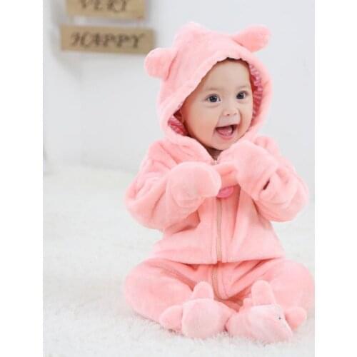 Spring Autumn Baby Clothes Flannel Baby Boy Clothes Cartoon Animal Jumpsuit Baby Girl Rompers Baby Clothing Pajamas