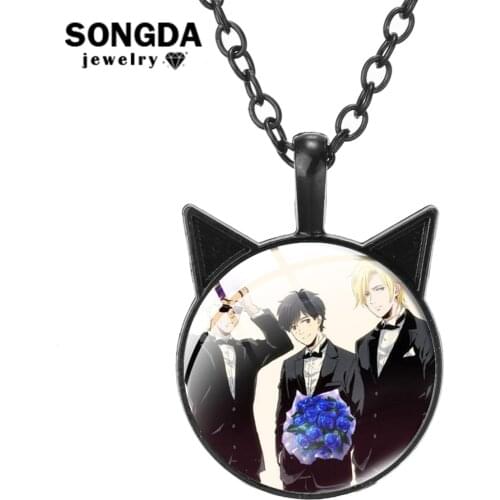 SONGDA Japan Anime Banana Fish Vintage Necklaces Cartoon Photo Glass Transparent Pendant Chokers On The Neck Woman Jewelry