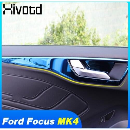 Stainless Steel Inner Door Panel Trim Car Styling Interior Decoration For Ford Focus MK4 ST Line 2019 2020 Exterior Accessories