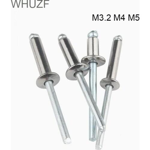WHUZF M3.2 304 Stainless Steel Round Head Pop Open Hollow Blind Rivets Dropper Self-plugging Rivet Decoration Rebite Blindniete