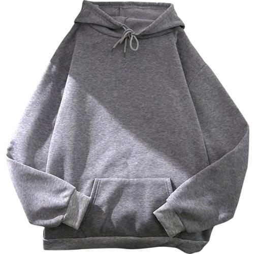 2021 Aesthetic Hoodies Womens Casual Solid Top Long Sleeve Loose Hooded Sweatshirt Top With Pocket Gray Pullovers Sweatshirts