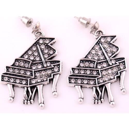 Women Earrings Piano Shape With Beautiful Crystals High Grade Fashion Jewelry Zinc Alloy Material Provide Dropshipping