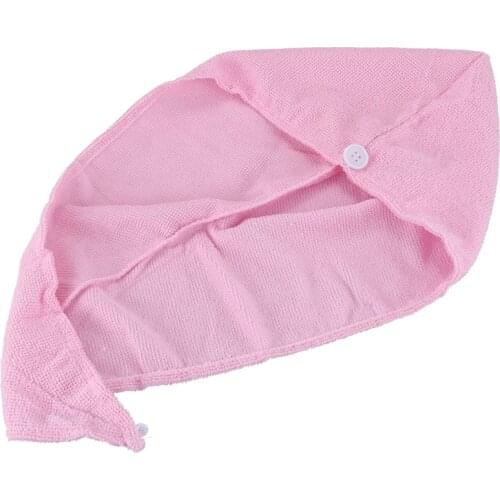 1PC Magic minifiber Hair Drying Towel Cap Bath Head Wrap Pink