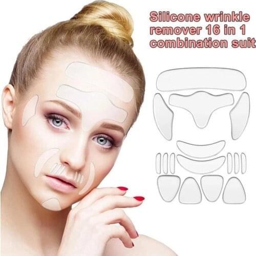 16 In 1 Anti Wrinkle Patches Rimpel Pads Reusable Silicone Wrinkle Removal Face Forehead Neck Eye Sticker Skin Care Patch