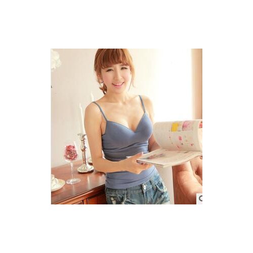 2014 New Fashion Girls Vest Small Vest With Bra Cup Fashion Basic Loose Sex Top Female Basic Shirt Tanks& Camis Free Shipping