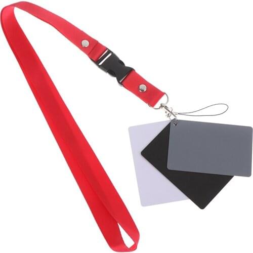 3 In 1 White Black 18% Gray Color Balance Cards Digital Grey Card & Neck Strap