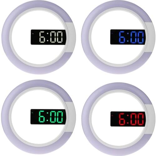 3D LED Digital Table Clock Alarm Mirror Hollow Wall Clock 8 Colors Modern Temperature Date Nightlight For Home Living RoomDecor