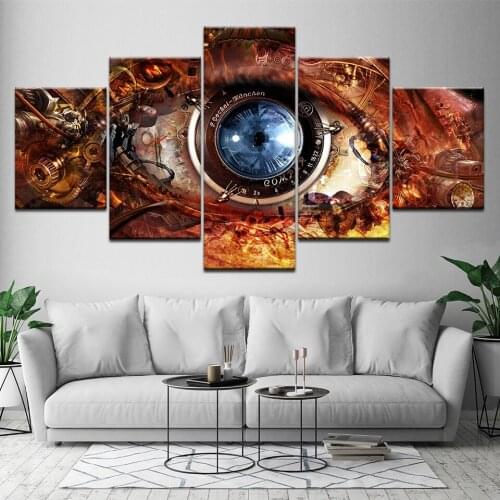 5 panel Modern Home Decor wall art picture for living room Steampunk Abstract Eyes Poster canvas Print painting on canvas Artwor