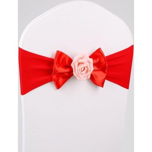 50pcs Elastic free hotel chair cover back butterfly wedding celebration wedding chair back decoration streamer strap flower