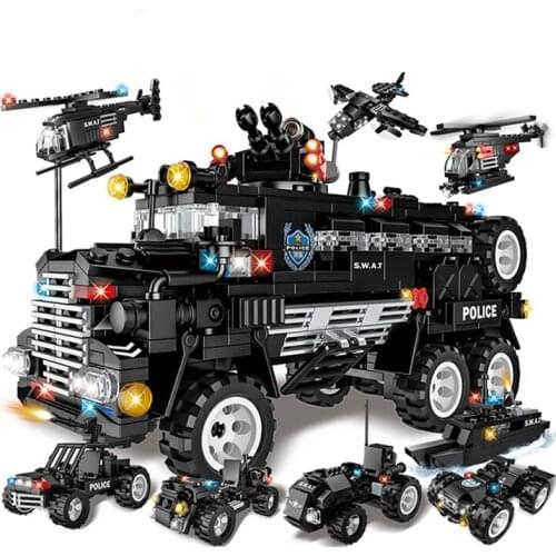 626pcs City Police Station Building Blocks Compatible City SWAT Team Truck Blocks Educational Toy For Boy Children Gift Birthday