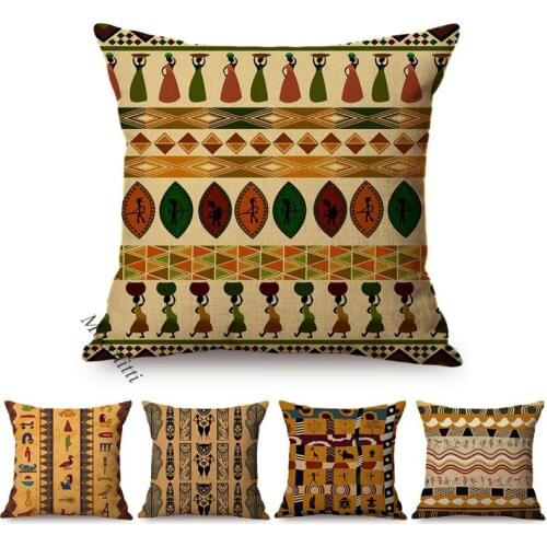 Africa Ethnic Original Culture Art Pattern Decorative Throw Pillows Case Exotic Geometric Style Cotton Linen Sofa Cushion Cover