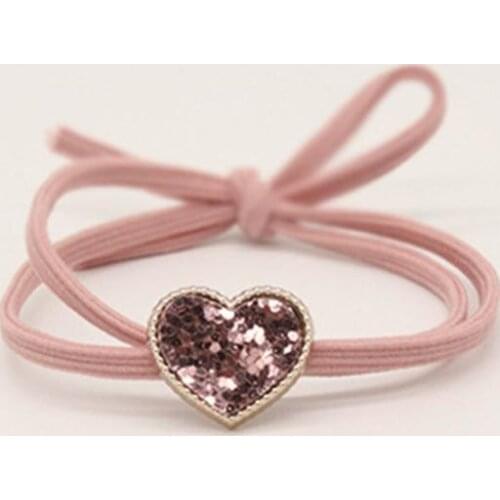 Shiny heart red love hair accessory womens headwear decorations pink wine red love pendant head rope ponytail holder hair band