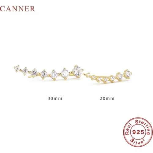 CANNER 925 Sterling Silver Earrings For Women 20/30mm Zircon Stud Earring Gold/Silver Jewelry Ear Piercing Mom Gift 2021 Trend