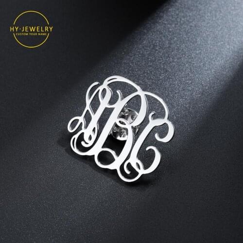 Personalized Custom Name Brooch Pin /Monogram Font Letter Lapel Pin Stainless Steel Name Handmade Jewelry For Women Men Gifts