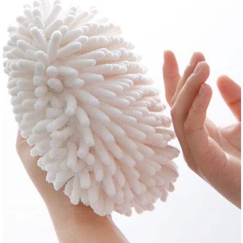 Kitchen quick-drying bathroom beige chenille handball with rope towel can be wiped hand wipe home